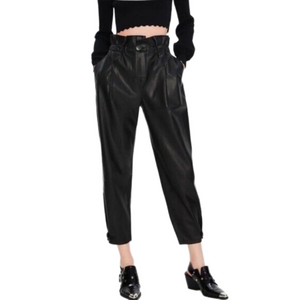 Zara Faux Leather Paperbag Waist Cropped Pants Women’s Size XL